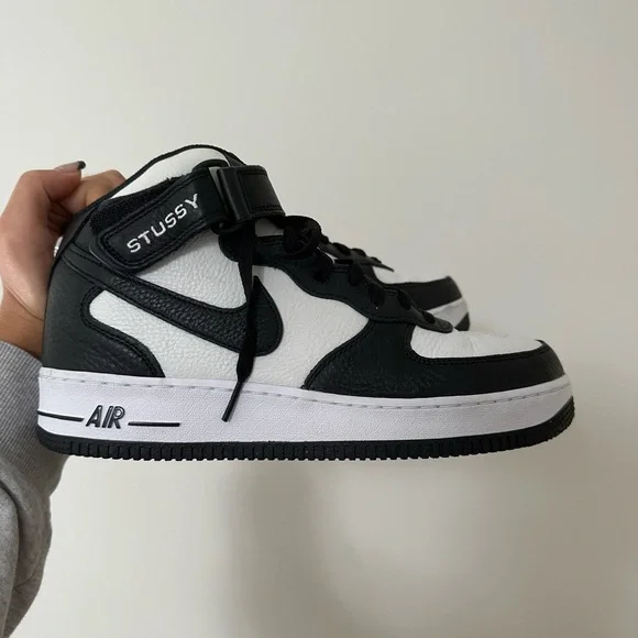 Stussy Shoes Stussy X Nike Air Force Mid Sp Panda Black White